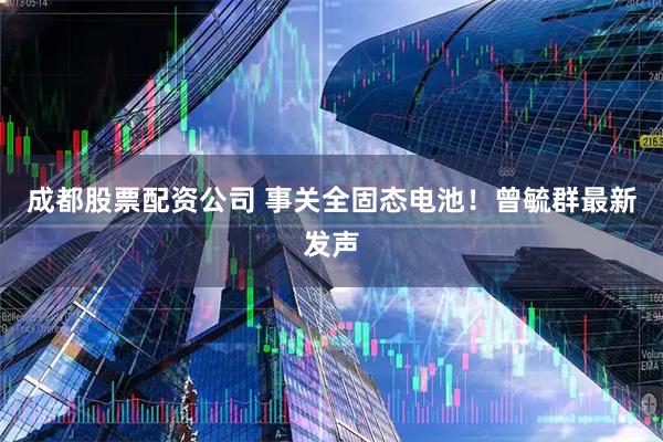 成都股票配资公司 事关全固态电池！曾毓群最新发声