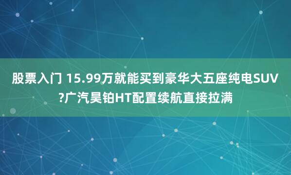股票入门 15.99万就能买到豪华大五座纯电SUV?广汽昊铂HT配置续航直接拉满